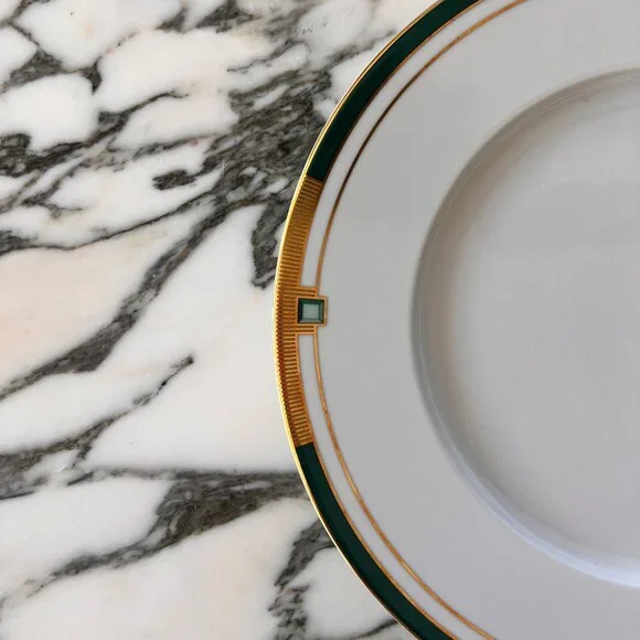 Brand New Vista Alegre Emerald 24k gold Dinner Plate Art Deco 12'' - Picture 3 of 8